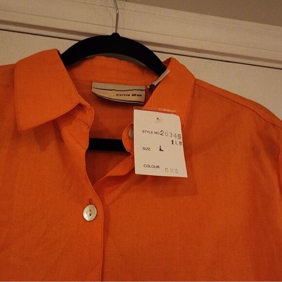 NWT Carrie Allen orange button up blouse L - Picture 4 of 5